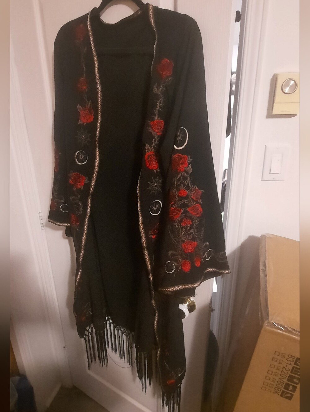 ROMWE Black Garment Tag-Detail Kimono